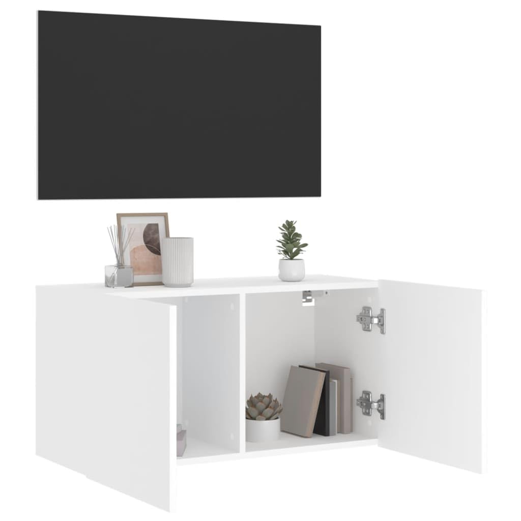 vidaXL Mueble para TV de Pared, Soporte Colgante con Almacenaje, Armario Consola Flotante, Mueble Multimedia para Salón Dormitorio, Blanco