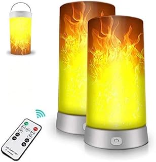 Set di 2 lampada effetto fiamma LED ricaricabile USB, lampada a fiamma tremolante con luci notturne telecomandate