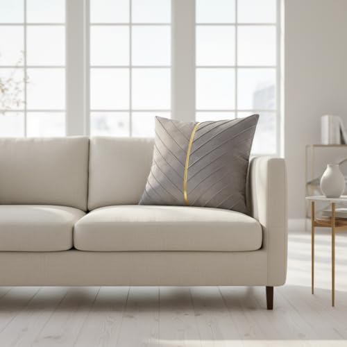 Image of Velvet Throw Pillow Covers 18x18 inch Pack of 2 Gold Decor Gray