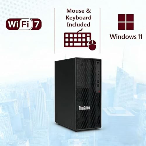 Image of Lenovo ThinkStation P2 Tower Desktop Computer • 24-core Intel Ultra 9 285 Processor • 64GB DDR5 • 2TB SSD • Office 365 for The Web • HDMI + 2X DisplayPort • Wi-Fi 7 • Wired KB & Mouse • Windows 11