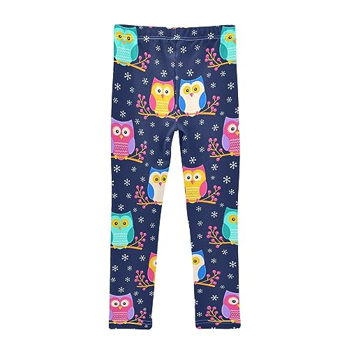 Flat Owls Girls' Leggings Toddler Doodles Cute Kids Yoga Pants Dance Active Tights 6T2