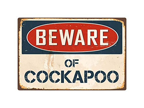 DOGT Metal tin Sign 8x12 inches Beware of Cockapoo Vintage Retro Outdoor Sign Gift Funny Metal Tin Sign
