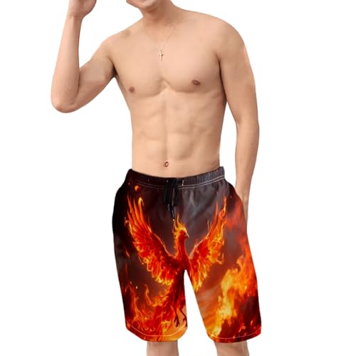 Mens Swim Trunks Board Shorts Long Quick Dry Flame Phoenix(26) Swimwear Shorts with Mesh Lining3