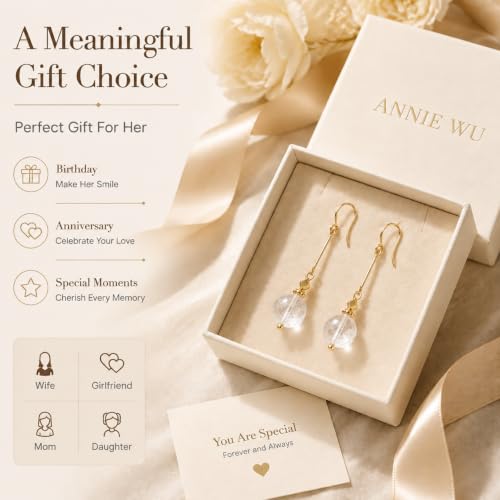 Natural White Quartz Earrings for Women Crystal Dangle Drop Jewelry Gift - image 7