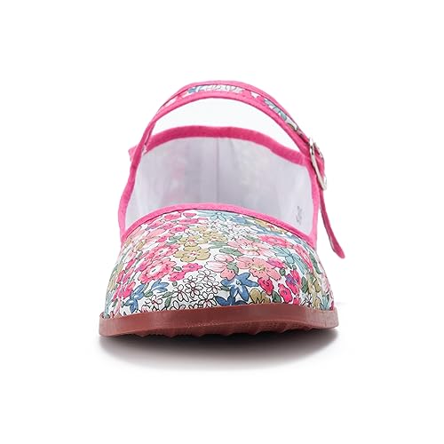 Image of Womens Classic China Flats, Casual China Doll Shoes, Cotton Mary Janes, Chinese Tai Chi Shoes, Pink Flower, Numeric 9