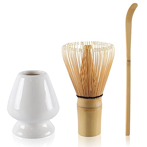 Matcha - Juego De 3 Utensilios De Té De Bambú Para Batidor De Cerámica, Juego De 3 Unidades, Color Blanco Matcha - Juego De 3 Utensilios De Té De Bambú Para Batidor De Cerámica, Juego De 3 Unidades, Color Blanco