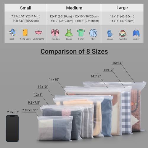 Svaldo Frosted Zipper Bags for Clothes 25pcs, Plastic Shirt Bags for Packaging T-Shirt, Swimsuit, Bikini, Bathing Suit, 3 Mil, 9.8x7.8" with Vent Holes and Reinforced Sides by Svaldo - Used condition - Image 5