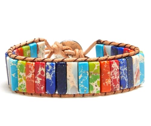 Image of 7 Chakra Bracelet Bohemian Handmade Leather Wrap Healing Protection Natural Stone Yoga Beaded Bracelets Boho Friendship Jewelry
