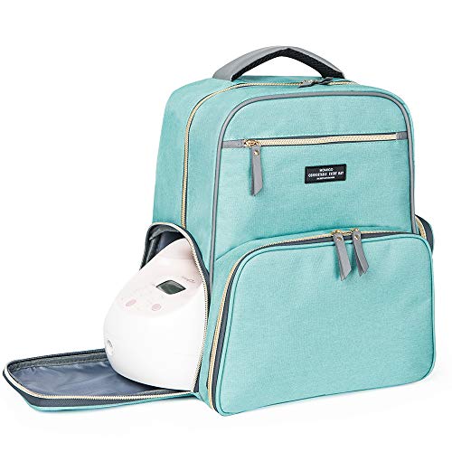 Breast Pump Backpack Diaper Bag - Multi-Function Mommy Outdoor Working Backpack with Insulation Pocket (Green)