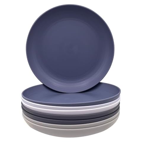 AOYITE Unbreakable Plastic Plates Reusable, 10 inch Dinner Plate set of 8, BPA Free Salad Plates, Dishwasher & Microwave Safe for Kitchen Party Outdoor (Grey Stone) Cover