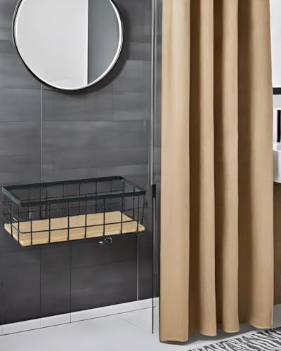Cesta de almacenamiento de metal con base de madera natural y rejilla negra 8