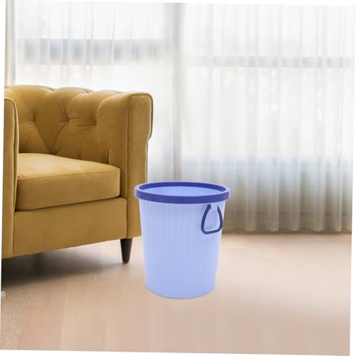 Image of Holibanna Compact Round Plastic Trash can with Handles for Bathroom, Kitchen, Office, and Bedroom - Small 1.6 Gallon Waste Basket Organizer (Blue, 8.46 X 6.69 X 9.64 Inches)