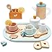 PairPear Wooden Tea Set for Little Girls, Wooden Toys Toddler Tea Set Play Kitchen Accessories for Kids Tea Party with Play Food.