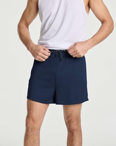 Image of Real Essentials 4 Pack: Men's 7 inch Athletic Running Quick Dry Mesh Shorts with Zipper Pockets (Available in Big & Tall)