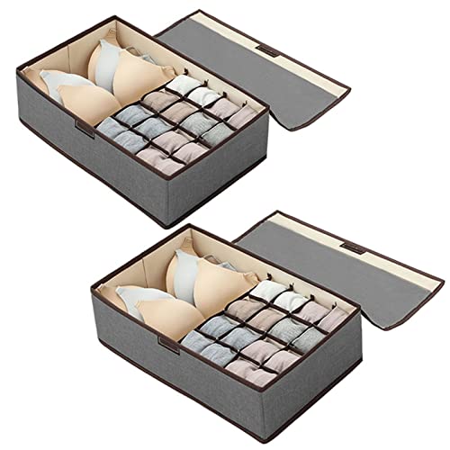 La mejor selección de Organizadores de gemelos para armario para comprar online. 42 Paquete de 2 cajas organizadoras de ropa interior con tapa, 17 celdas organizador de sujetadores de cajón plegable, organizador de cajones de lino para calcetines, corbatas,...