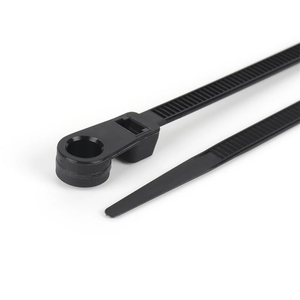 100 fascette stringicavo fisse, in nylon, autobloccanti, con foro per viti, organizer (5 x 200 mm)