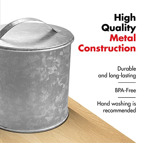 Amici Home Newport Galvanized Metal Canister | Dry Food Storage Container - 56 Ounce Capacity | Farmhouse Décor | Rustic Metal Canister for Kitchen Countertop (Silver) - Image 4