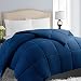 EASELAND All Season Queen Size Soft Quilted Down Alternative Comforter Hotel Collection Reversible Duvet Insert with Corner Tabs,Winter Warm Fluffy Hypoallergenic,Navy,88 by 88 Inches