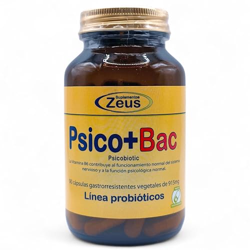 Zeus Psico + BAC 90 Cápsulas - Equilibrio Eje Intestino-Cerebro - Probióticos, Plantas Adaptógenas y Aminoácidos - Gestión del Estrés, Ansiedad y Estado de Ánimo