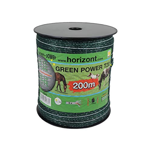 Weidezaunband Green Power Line, 20 mm auf 200 m Rolle - nur 0,35 Ohm/m elektrischer Widerstand - sehr gut für Einzäunungen von Kühen, Schafen, Schweinen, Ziegen & Pferden geeignet Weidezaunband Green Power Line, 20 mm auf 200 m Rolle - nur 0,35 Ohm/m elektrischer Widerstand - sehr gut für Einzäunungen von Kühen, Schafen, Schweinen, Ziegen & Pferden geeignet