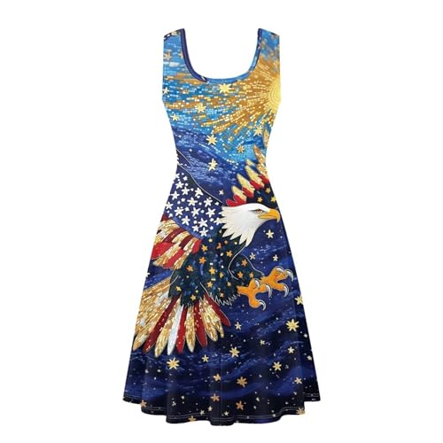 Image of Dreaweet Casual Sleeveless Dresses for Women Girls, Round Neck Tank Dresses with Pockets Summer Sundress Size XS-4XL