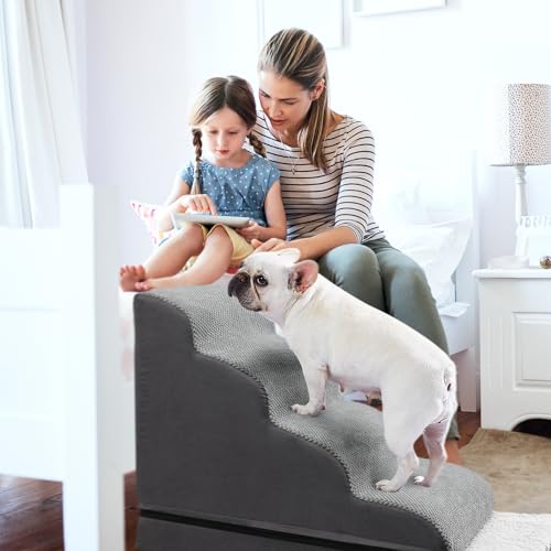 Ryoizen Escadas para Cães com Camas para Cães Pequenos, Degraus para Cães para Sofás Altos de Até 23