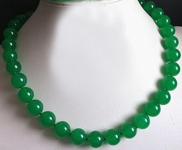 Beautiful 22 inch necklace of 10 mm Imperial green jade knotted Necklace between beads for Men, Women3