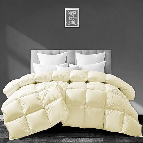 Image of PURE ECO Heavy Winter 400 GSM Comforter Double Bed Size (90 inchX100 inch) - Soft Quality Winter Blanket Soft Microfiber Fill - Duvet /Blanket Double Bed - Ivory Color