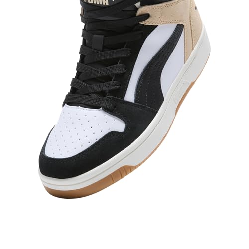 Image of PUMA Womens Rebound Layup Mid Shoes Puma White /Puma Black /Cashew 6.5 Medium