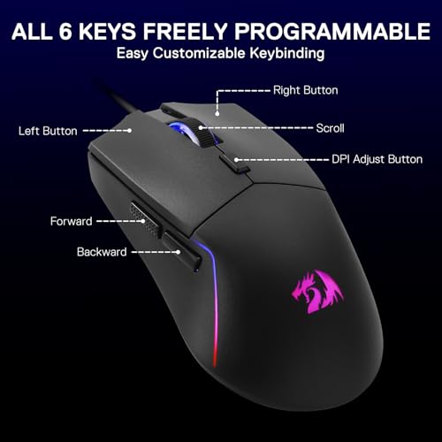 Image of Redragon M730 Wired Gaming Mouse, 10000 DPI, RGB, Programmable, Black | Ergonomic grip, dynamic vibing, tailored for Rookie Streamers & Creators, quick rapid-fire clicker enhancing