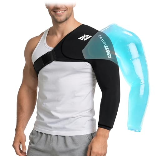 ComfiTECH Shoulder Arm Ice Pack Wrap for Pitchers & Volleyball Players Reusable Ice Pack for Shoulder & Elbow & Arm Cooling Adjustable Ice Arm Sleeve for Post-Training Recovery & Muscle Comfort XL