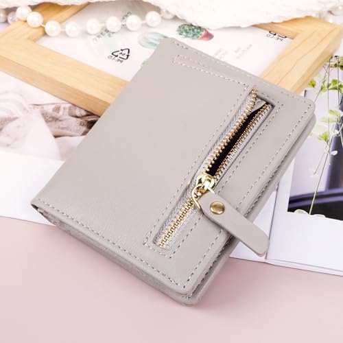 Wallet Women, Leather Rfid Wallet with ID Window(Grey)