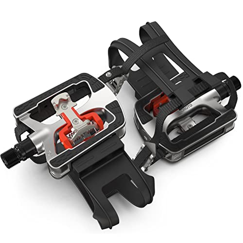 JOROTO Bike Pedals for Shimano SPD Pedals System Clip in with Toe Cages for Spin/ MTB/ Indoor/ Exercise Bike Compatible with Peloton 9/16'' Truly Sealed Bearing Spindle (Cleats Updated)