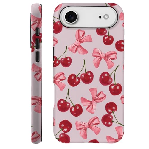 DAIZAG Case Compatible with iPhone 17 Air,Fit Shockproof Cover for Women Girls,Cherry Pattern with Bows Pink