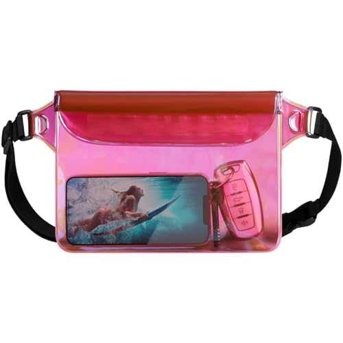 Image of F-color Waterproof Fanny Pack - Waterproof Pouch, Beach Cruise Essentials | Adjustable Waist Strap, Triple Zipper Roll-Top Dry Bag for Phone, Keep Passport Valuables Dry for Beach Kayaking Boating