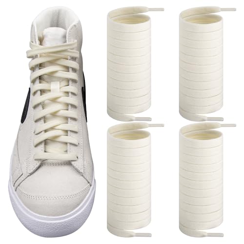 Endoto 2 Paare Elastische Schnürsenkel für Nike Blazer Schuhe, Ersatz Ohne Binden Flache Schuhbänder Shoelacs Laces (Sahne, 62 Zoll)