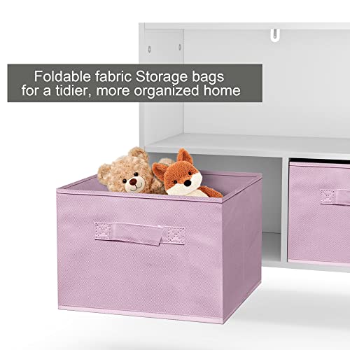 IAFIKE Toy Organizers and Storage, Kids Bookshelf with 3 Cube Fabric Bins and Drawers,Nursery Bookcases, Cabinets & Shelves Toddler Book Shelf for Bedroom,Playroom,Livingroom (Pink) - Image 7