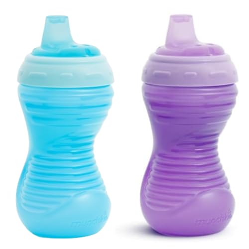 Image of Munchkin Sippy Cups, 10oz Mighty Grip Spill Proof Toddler Cups for 6+Month Old - EZ to Hold Contoured Design, Soft Silicone Spout, Top Rack Dishwasher & Freezer Safe, BPA Free, Kids Cup (Purple/Blue)