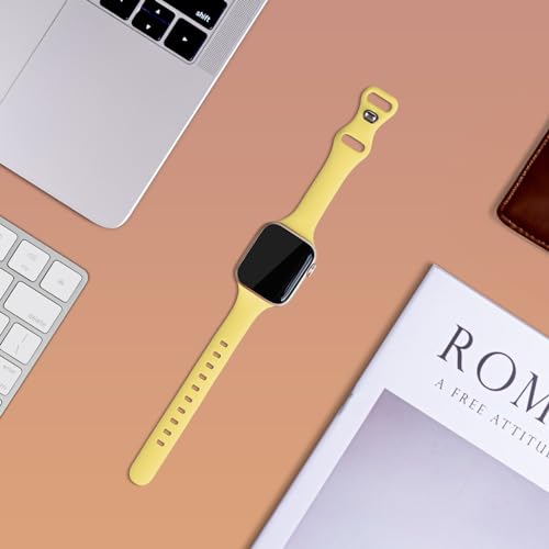 Image of Thin Silicone Band Compatible with Apple Watch 41mm 38mm 40mm 46mm 45mm 42mm 44mm, Slim Narrow Replacement Sport Strap Wristband for iWatch Series 11 10 9 8 7 6 5 4 SE Ultra 3 2 1 Women Men