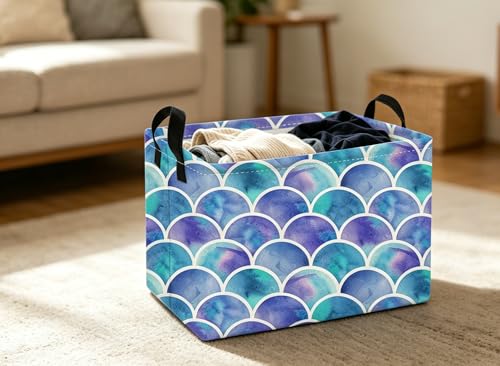 Image of Essme Rectangular Girl Basket,Kids Storage Bins Organizer with Handles for Girls Room Decor, Gift Basket,Shelf Basket.(Bule)