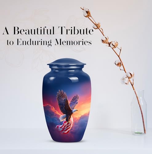 Image of Eagle Cremation Urns for Human Ashes - American Flag Patriotic Urn for Adult Mom & Dad - Military Urn for Ashes Adult Male - Veteran Funeral Urn for Women (10 Inch)