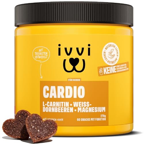 ivvi Cardio für Hunde – 60 weiche Snacks mit L-Carnitin, Taurin, L-Arginin, Magnesium, Lachsöl, Weißdornbeeren & Granatapfel… – Ansicht 1