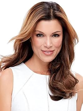 EasiCrown HD 18" Length Color 24B18S8 Shaded Mocha- Easihair HairpiecesTopper Heat Friendly Synthetic Fiber Clip In 1 Piece Volumizer Monofilament 6.5x2.25" Base Cover Thinning Back Head