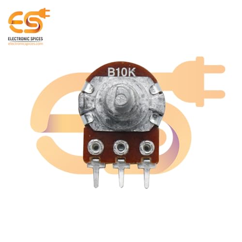 Image of Electronic Spices Combo of 10K 6 Pin D Shaft Dual Gang Rotary Potentiometer (A10, B10) Volume Pot 10K with Knob (Pack of 4)
