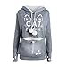 Produktbild junkai Herbst-Winter-Frauen-Sweatshirt Mit Katzen-Hundetransport-Beutel-Känguru-Pullover-Langen Hülsen-Tierwarmen Mit Kapuze Kapuzenpullis Grau M