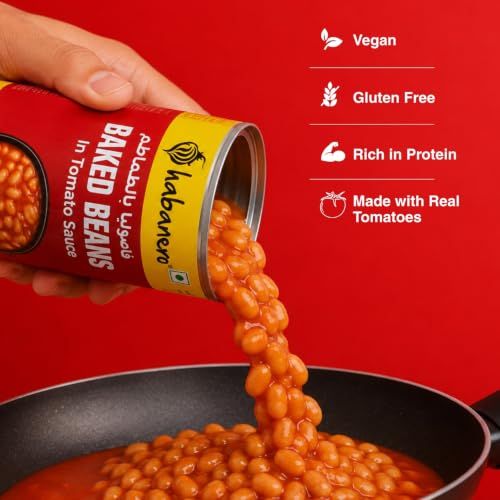 Image of Habanero Baked Beans in Tomato Sauce | Ready to Eat Baked Beans | High Protein & High Fibre | Breakfast Beans | 400g