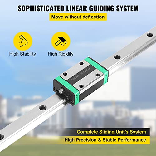 Image of VEVOR 2PCS Linear Rail 0.79-67 Inch, Linear Bearings and Rails with 4PCS HSR20 Bearing Block, Linear Motion Slide Rails Plus for DIY CNC Routers Lathes Mills, Linear Slide Kit fit X Y Z Axis | Linear Rail Slide HGR20-1700mm