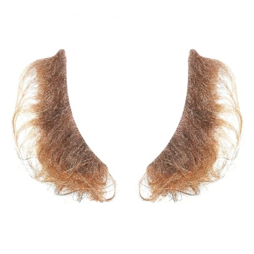 Mustaches Realistic L Shaped Fake Mutton Chops Sideburns Brown