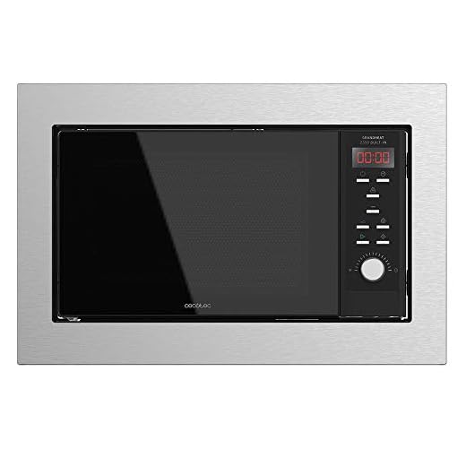 Cecotec Microondas encastrable Digital GrandHeat 2350 Built-In SteelBlack. 900W, Integrable, 23 Litros, Grill, 9 funciones preconfiguradas, Quick Start, Temporizador
