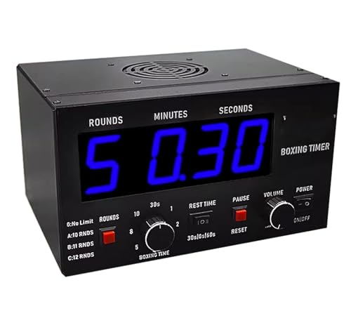 Temporizador profesional de intervalos de gimnasio con pantalla LED, tiempo de entrenamiento ajustable y repeticiones de ciclos para boxeo, muay thai, artes marciales mixtas y entrenamientos de